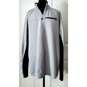 FILA Gray and Black 1/4 Zip Long Sleeve Pullover Athletic Sweatshirt Mens Large